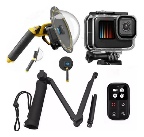 Kit P Gopro Hero 12 11 10 Black Dome Tripé Estanque Controle