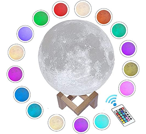 Dengker Lámpara De Luna De 16 Colores Impresos En 3d, Contro