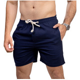 Short Viscolinho Premium Bermuda Moda Praia Ajustável Verão