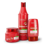 Kit Banho De Verniz Morango Shampoo + Máscara + Leave-in