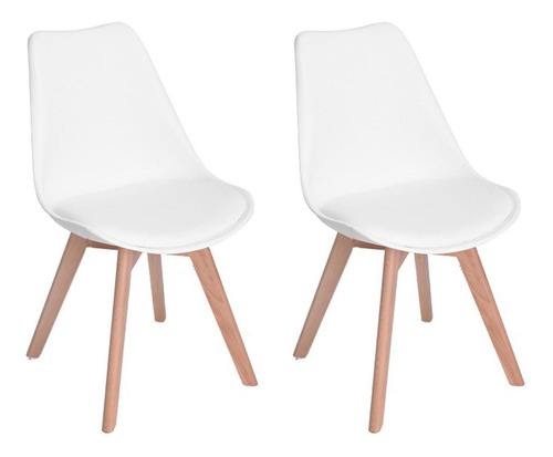 Set 2 Sillas Tipo Eames Tulip Asiento Acolchado Comedor Sala