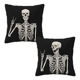 Juego De 2 Fundas De Almohada Divertidas De Calavera Gótica