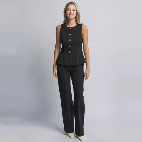 Conjunto Formal Chaleco Con Botones Y Pantalón De Vestir