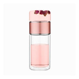 Botella Aislante De Vidrio Acero Rosa Con Filtro Infusor Té