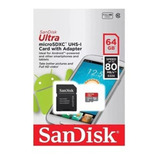 Memoria Micro Sd 64 Gb Class 10 Sandisk Con Adaptador