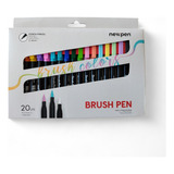 Brush Pen Newpen Kit Com 20 Unidades Caneta Pincel Aquarela