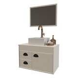 Conjunto Gabinete Banheiro Mdf Pia Cuba Udine Riverzza