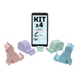 Soporte Apoya Porta Celular De Animales Kit X 4 Color Pastel