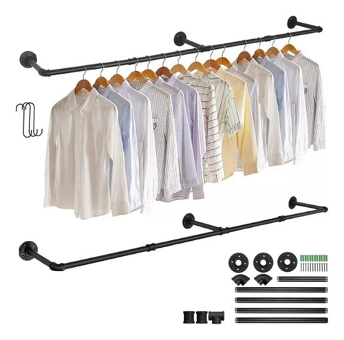 184cm Perchero De Pared Estante De Metal Para Ropa Multiusos