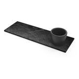 Set X4 Plato Laja 30x10 + Vaso Sake De Hierro Picada Sushi