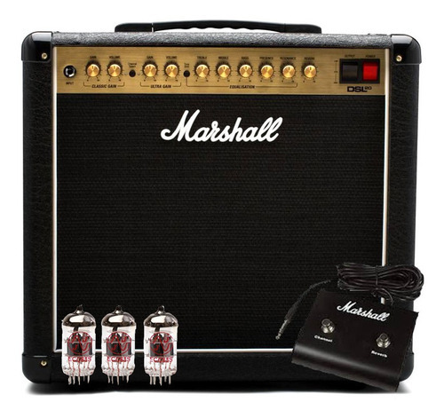 Marshall Dsl20cr Combo Valvulado Guitarra Dsl20 + Footswitch Cor Preto Dourado Mteal