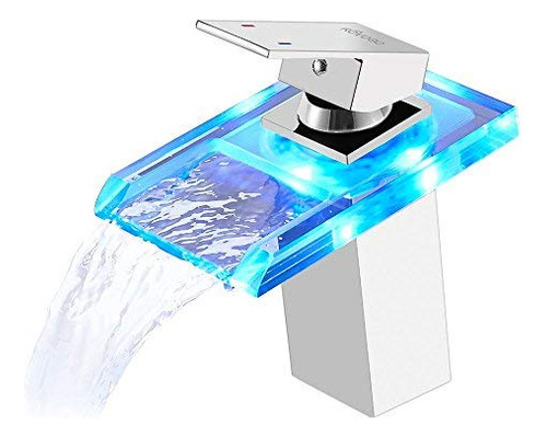 Grifo Led Cromado Para Lavabo, Cascada, Monomando