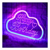 Letrero Led Neon Nube Happy Birthday Cumpleaños Ancho 30cm