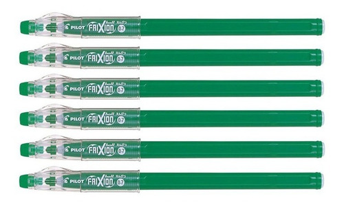6 Plumas Pilot Frixion Stick Tinta Gel Borrable 0.7mm Verde 
