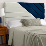 Cabeceira Para Cama Box King 193cm Estilo Veludo Bege/azul