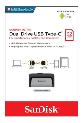 Pack X6 Pendrive 32 Gb Dual Celular Tipo C Y Usb Sandisk