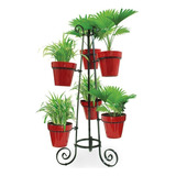 Soporte De Plantas Macetas 6 Puestos Redondo Alto 80cms Alto Color Negro París