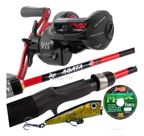 Kit Pesca Tucunare, Robalo, Traira Carretilha + Vara + Linha