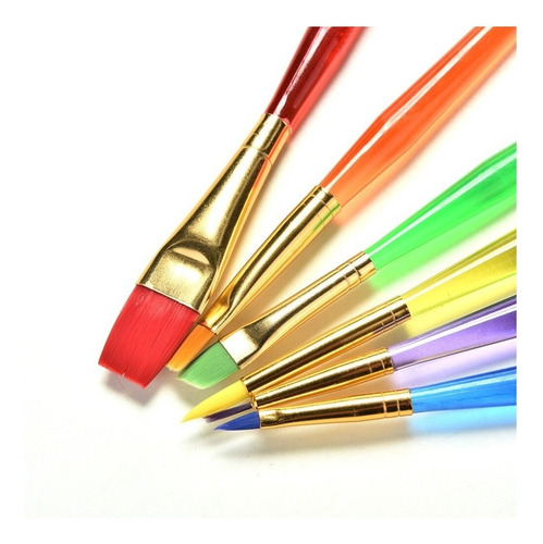  Set X6 Pinceles Rainbow Brush Arco Iris Arte Escolar