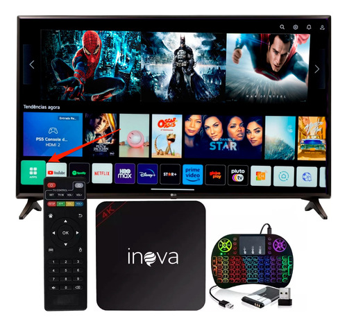 Tv Box Inova + Teclado Led De Brinde 