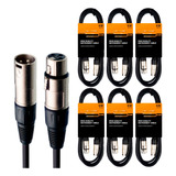 Pack X6 Cable Xlr (cannon) Microfono Profesional - 6 Metros