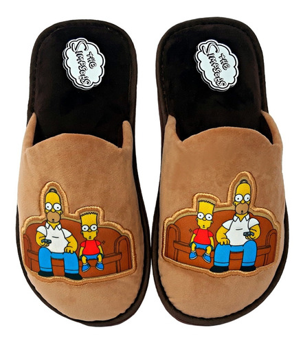 Pantufla Bordado Duff Los Simpson Color Rojo Para Caballero