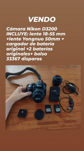 Cámara Nikon D3200+ Lentes 18-55 Original Y 50 Mm Yongnuo