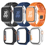 3 Correas + 3 Pc Funda Mica Para Apple Watch Iwatch Se 9 8 7