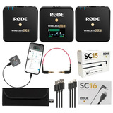 Micrófono Doble Rode Wireless Go Ii Con Cable Usb-c Sc16, Color Negro