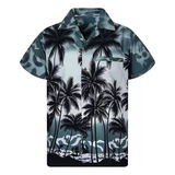 Camisa Hawaiana Para Hombre, Manga Corta, Estampado, Botón
