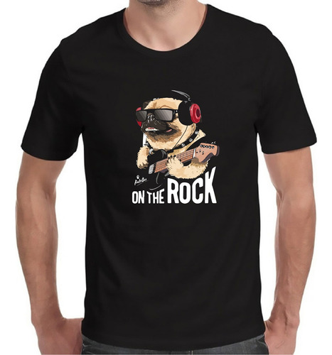 Playera, Blusa De Perrito Pug Rockero, 100% Algodón, Onda