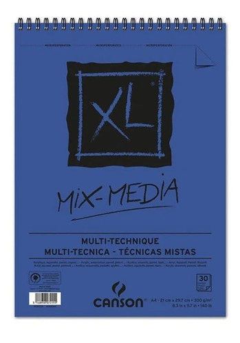 Papel Mix Média Espiral 30 Fls A4 300g Canson