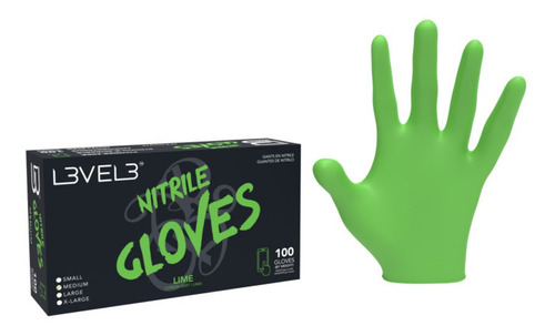 Guantes Level 3 De Nitrilo Color Lima Talla L