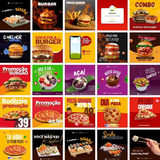 Pack Canva Lanches Comida Templates Editável 25 Artes