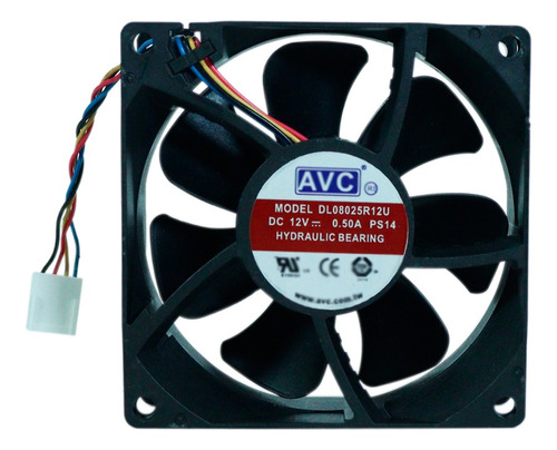 Cooler Fan Dl08025r12u 4 Fios Hidráulico Pwm  Nfe