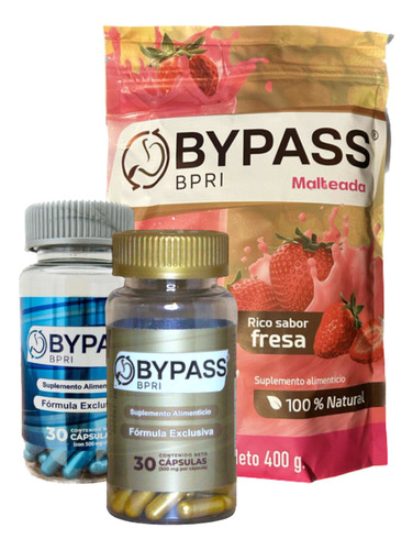 Bypass Bpri Malteada + Caps Pierde Peso De Forma Natural Sabor Fresa