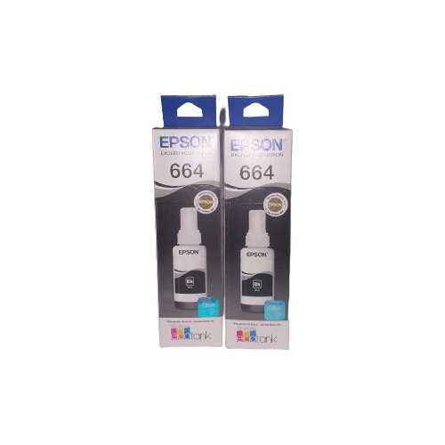 2 Botellas De Tinta Epson 664 Negro Original 