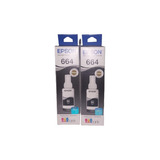 2 Botellas De Tinta Epson 664 Negro Original 