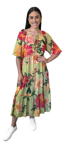 Vestido Midi Arara Em Flor Farm