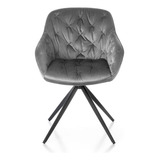 Silla Sillon Sloan Velvet Capitone Gris