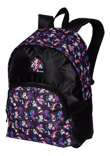 Mochila Escolar Juvenil Feminina Preta Com Alça De Costas Cor Preto Desenho Do Tecido Tokidoki