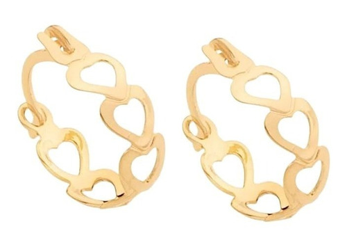 Aros Aritos Argollas Oro 18k Laminado Mujer Corazon Rommanel