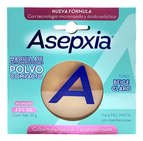 Maquillaje En Polvo Compacto Asepxia Para Piel Mixta De 10g 