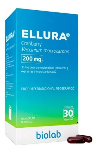 Ellura Cranberry Fitoterapico 200mg C/30 Capsulas Sabor Sem Sabor