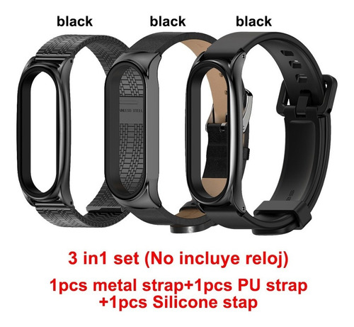 3 En 1 Para Mi Band 6 5 4 3 Correa Metal Pu Silicona