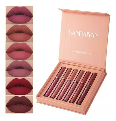 Kit Batom Líquido Mate Velvet Lip Gloss À Mão 6 Unidades