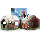 Msutree Casa De Cartón Para Gatos, Juego De 2, Combo De Cas