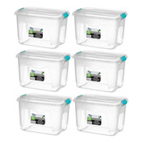 Kit 6 Caixas Organizadoras 20 Litros  Transparente 0123