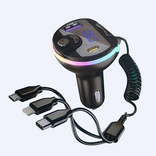 Tomada Usb+pd Encaixe Acendedor P/carro Caminhão+3cabo-led Cor Preto