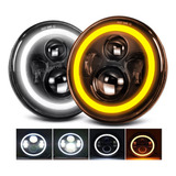 Par 7'' Faro H4 Led Redondo Ojo Ángel Wrangler Jeep Vocho Jk